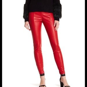 Red faux leather leggings NWOT